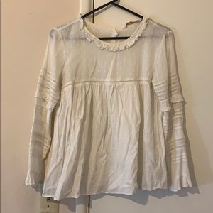 BNWT ZARA Trafaluc White Ruffle Blouse Top
